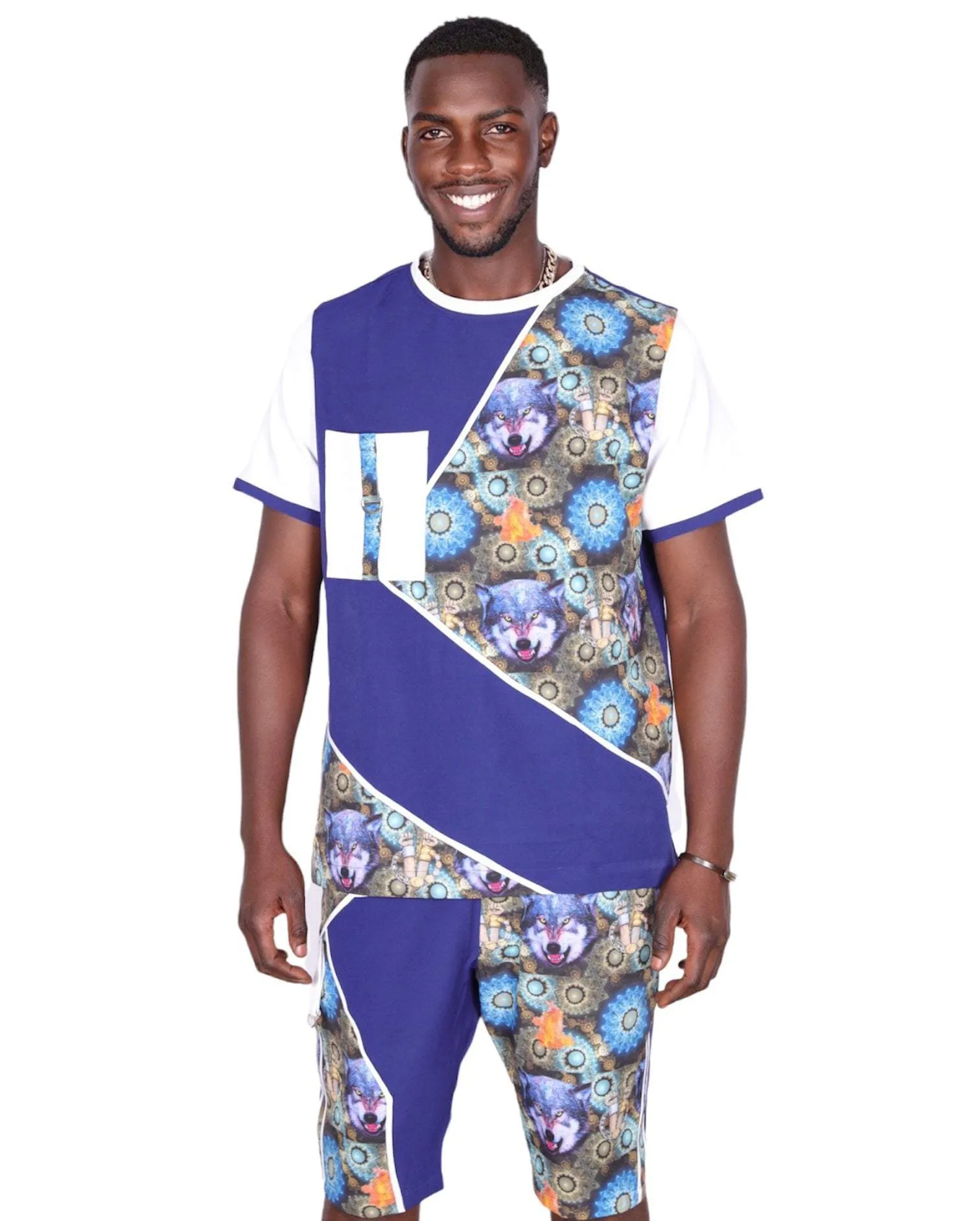 African Men Set Short Blue