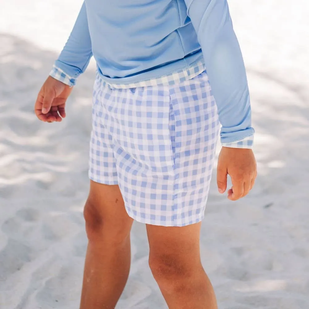 Blue Gingham - Swim Shorts