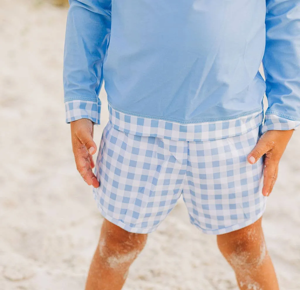 Blue Gingham - Swim Shorts