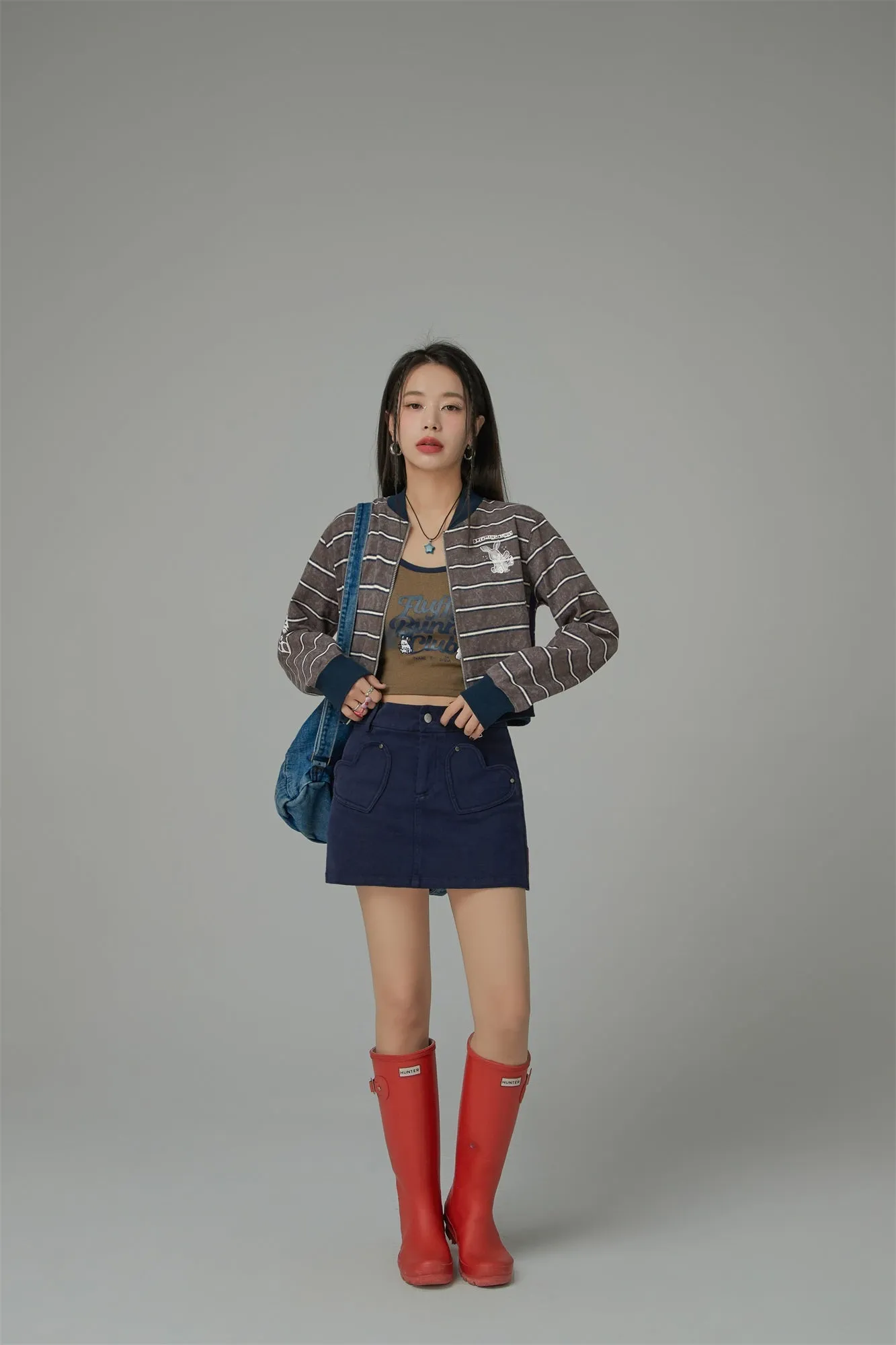Heart Pocket Denim Mini Skirt