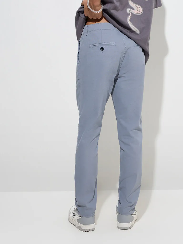 Nuon Dusty Blue Relaxed-Fit Mid-Rise Cotton-Blend Chinos