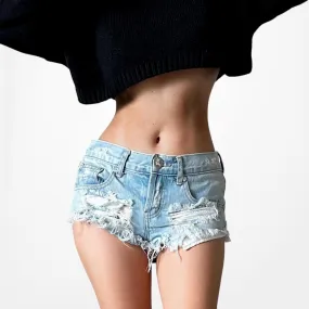 One Teaspoon Distressed Destroyed Mid Rise Raw Hem Shorts Size XS
