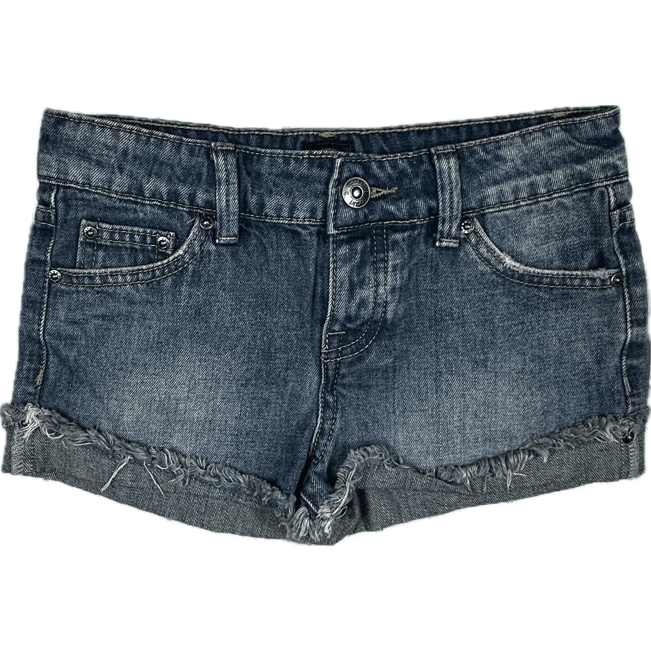 Rip Curl Girls Raw Hem Stretch Denim Shorts - Size 10Y