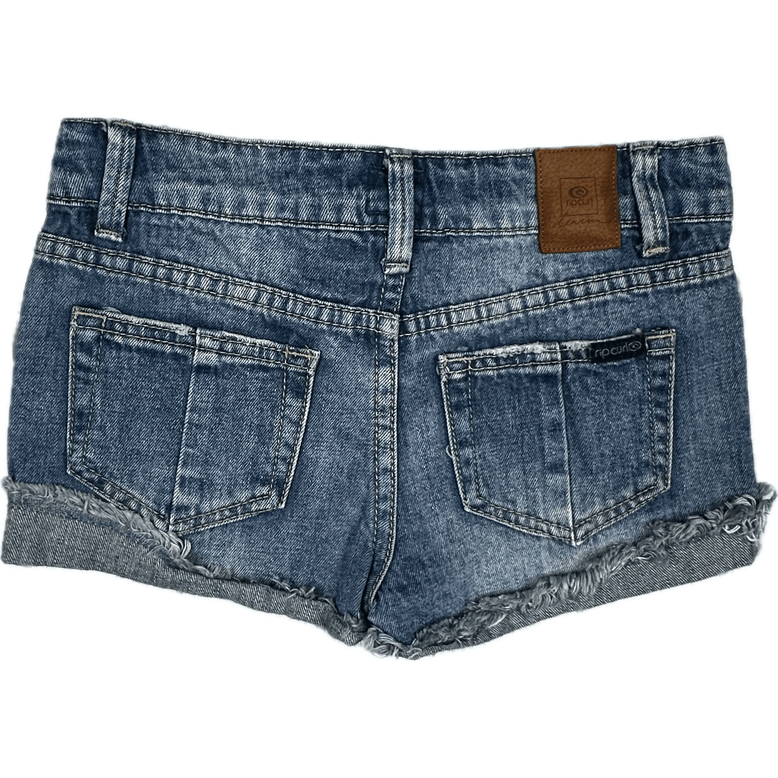 Rip Curl Girls Raw Hem Stretch Denim Shorts - Size 10Y