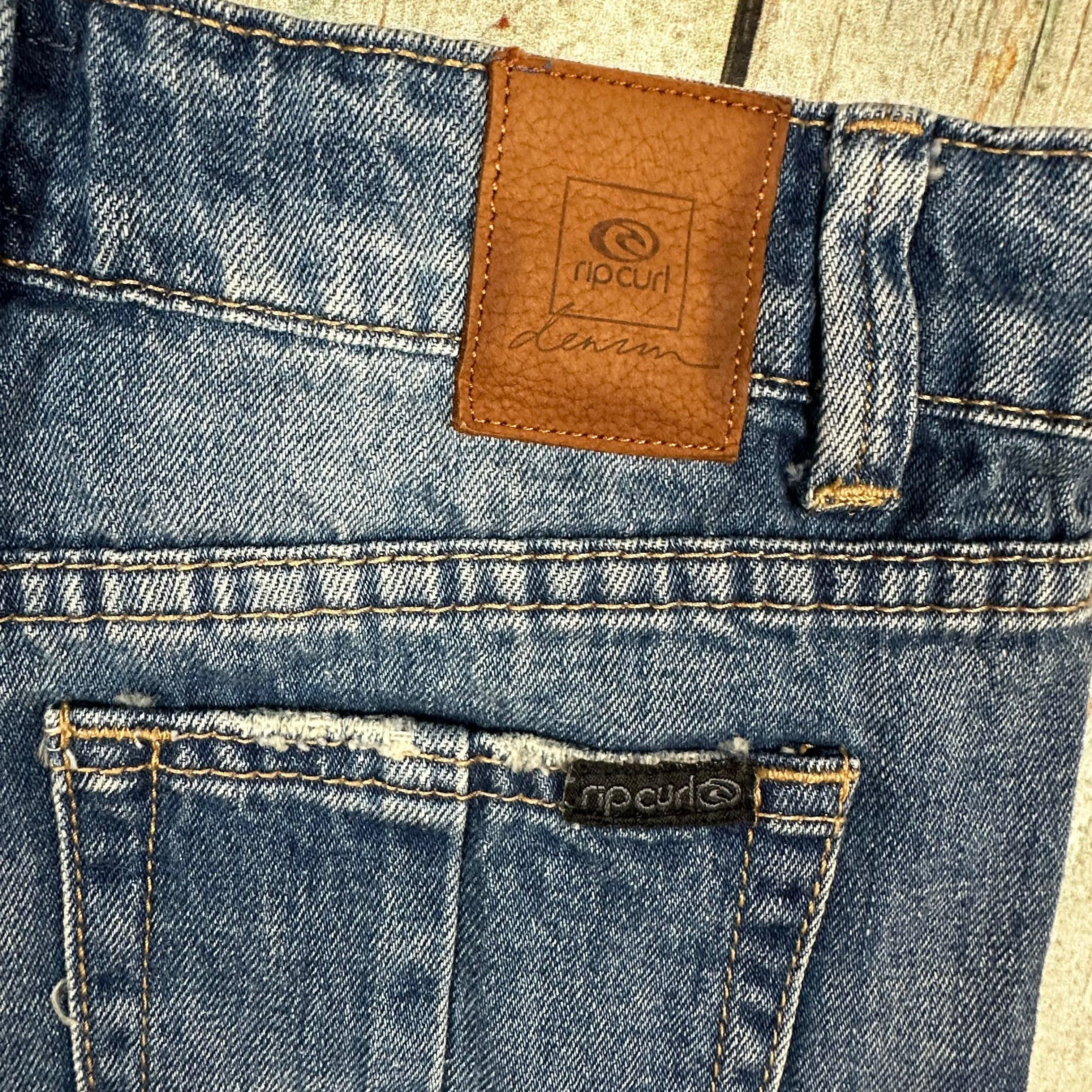 Rip Curl Girls Raw Hem Stretch Denim Shorts - Size 10Y