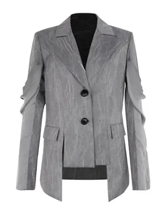 Suit Design Pleated Marbled Textured Jacket