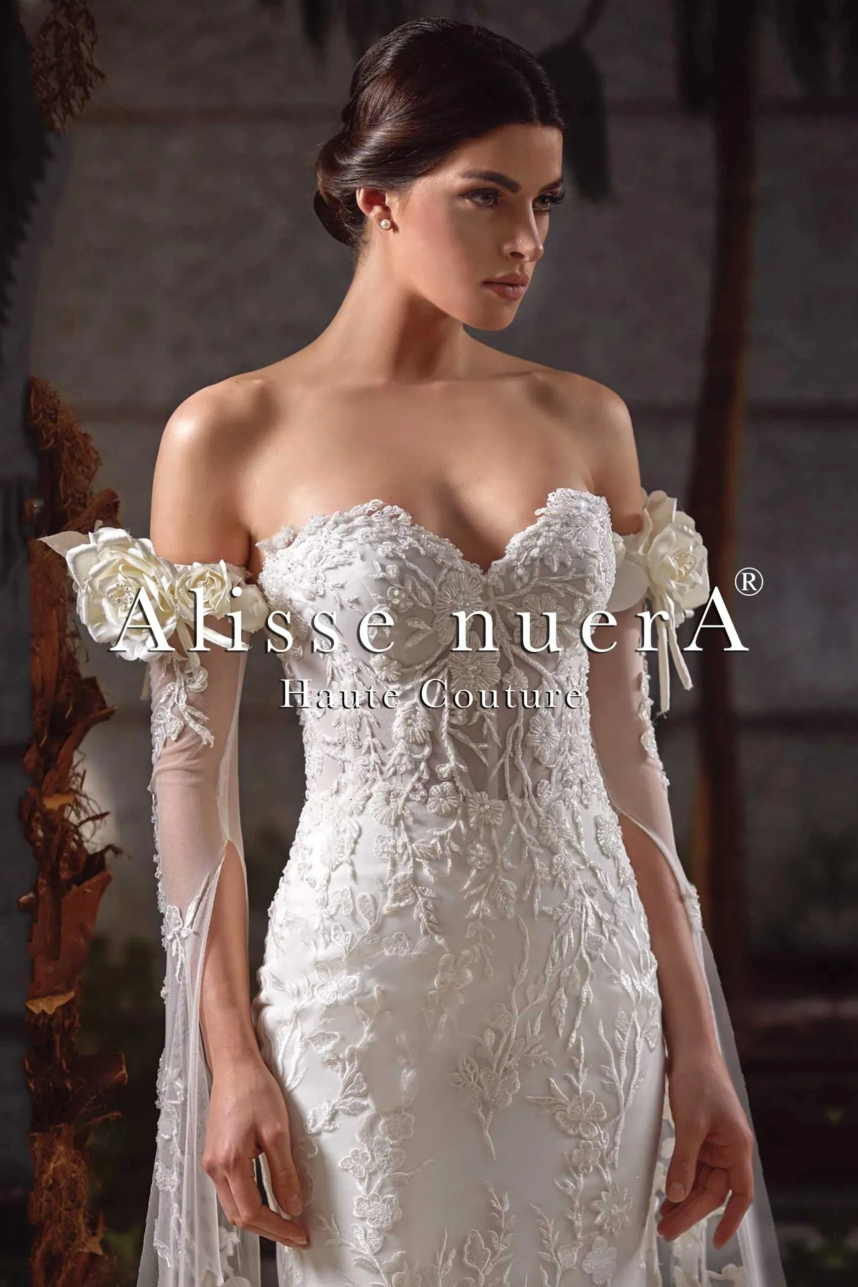 Sweetheart Strapless Sheath Bridal Dress with Detachable Overskirt Train and Sleeves