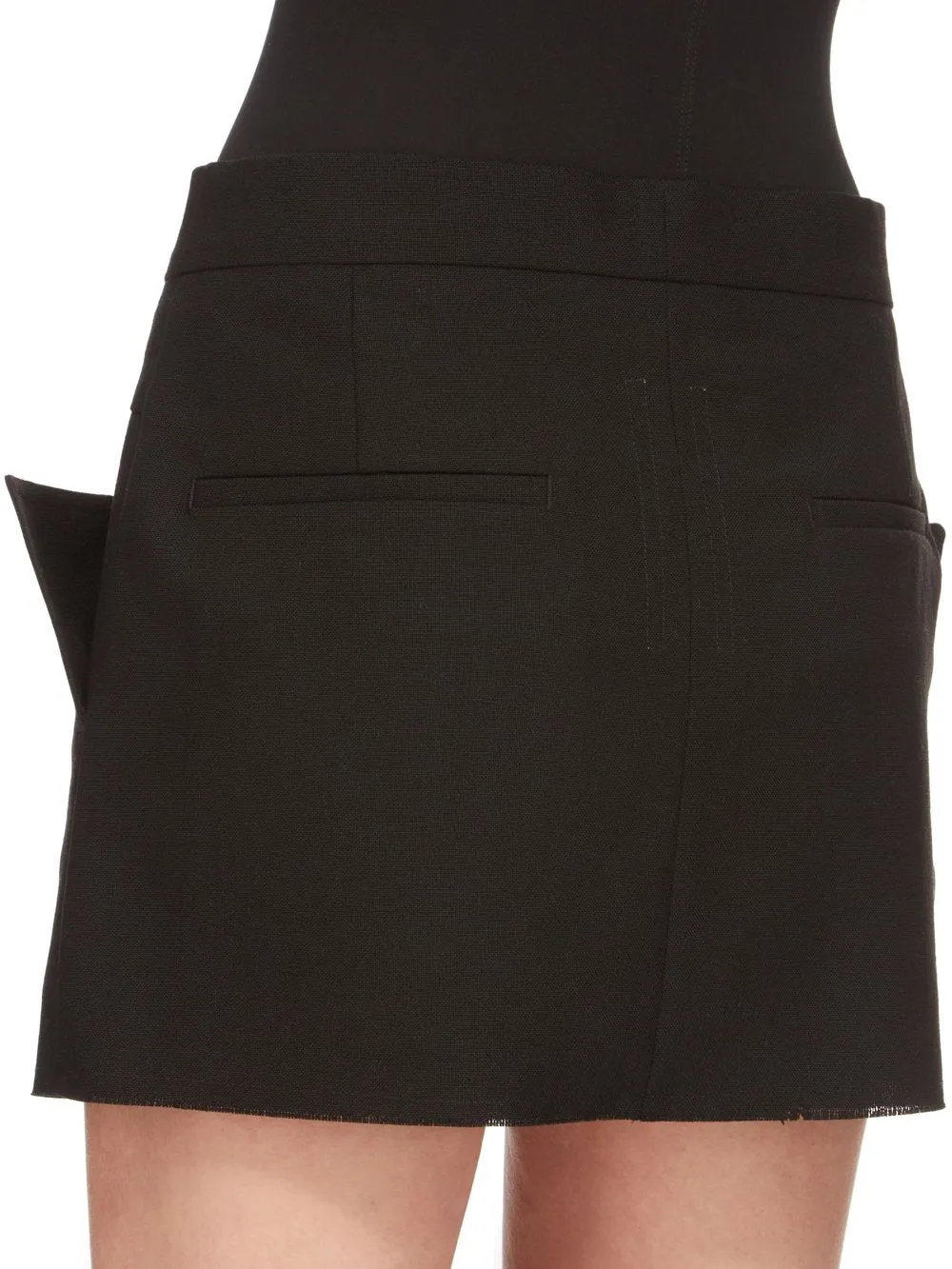 Woven Skirt Cut Off Mini Black